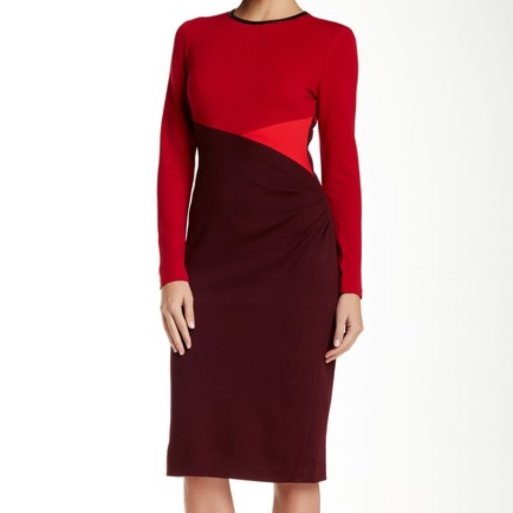 Anne Klein Red Colorblock Dress